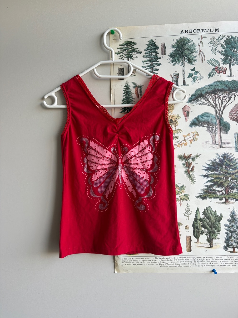 Y2K Buttetfly Lace V-Neck Top Small